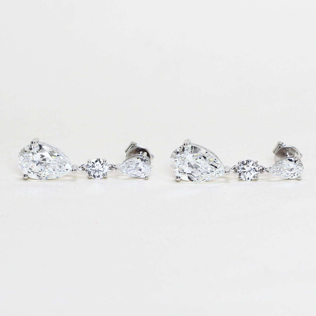 6.70cts Multi-shape Pear Lab-grown dangling earrings