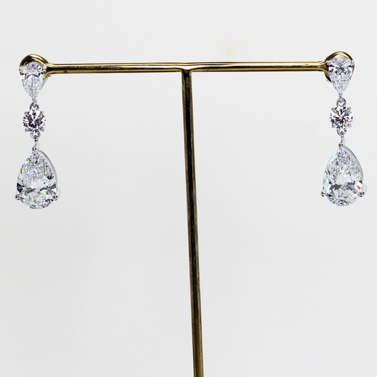 6.70cts Multi-shape Pear Lab-grown dangling earrings