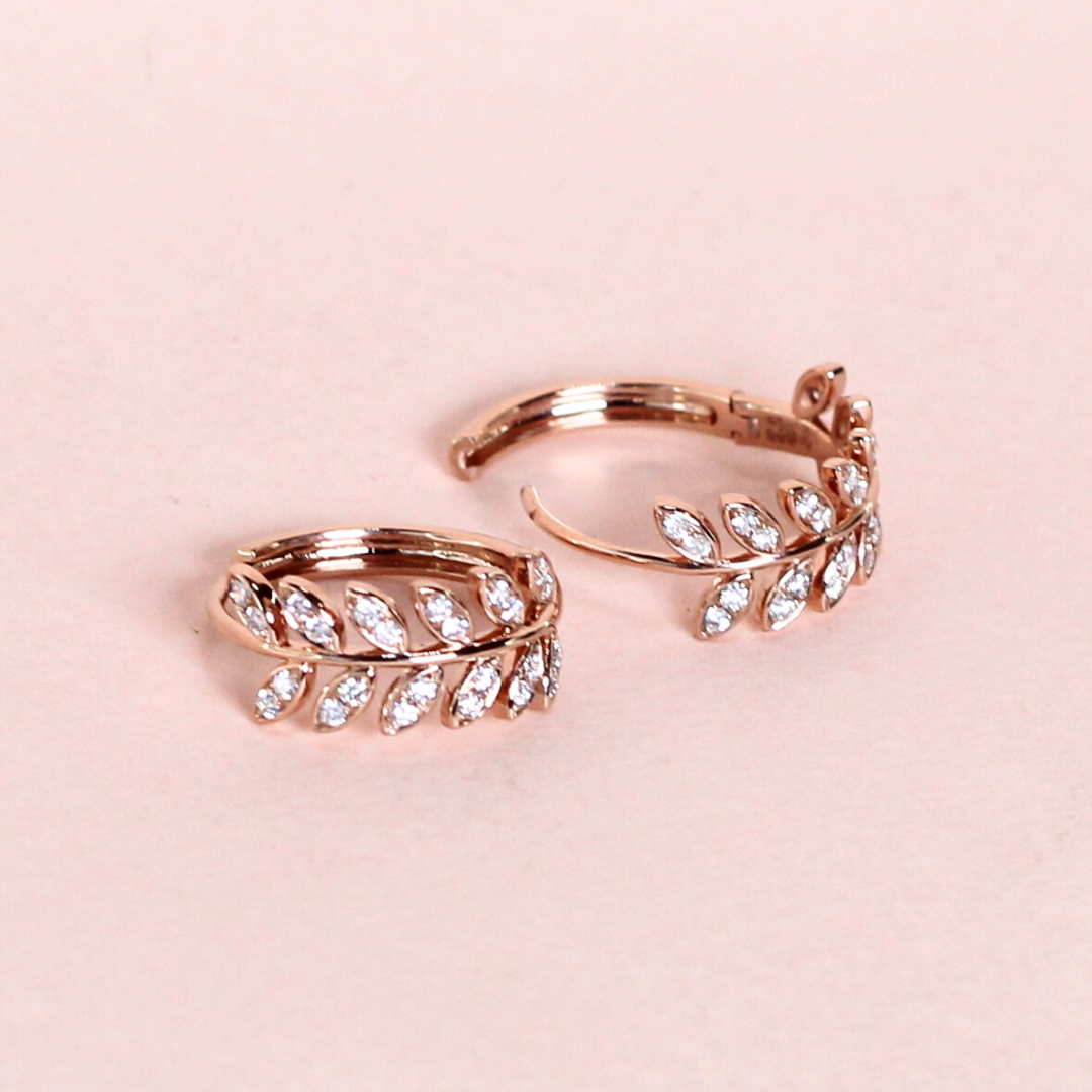 .27cts Leaf huggie earrings