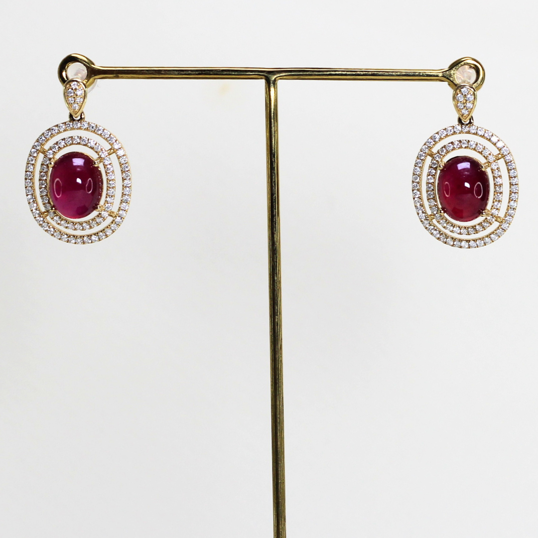 9.72cts Oval Ruby Cabochon earrings