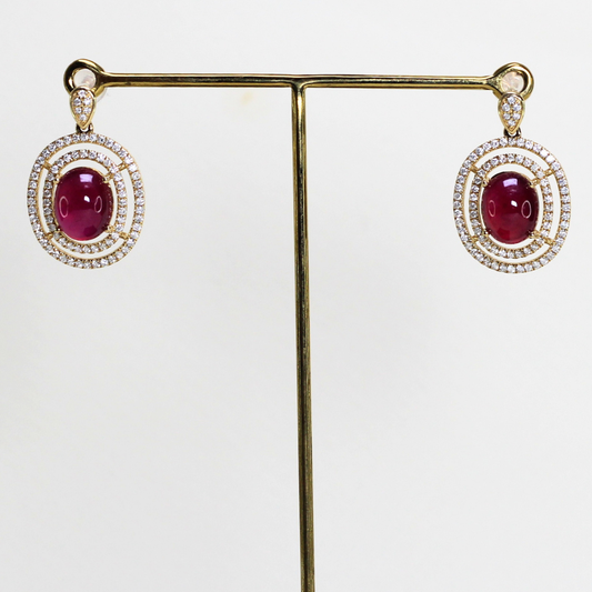 9.72cts Oval Ruby Cabochon earrings