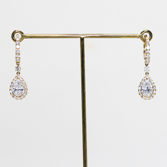 2.30cts Pear shape lab-grown dangling earrings