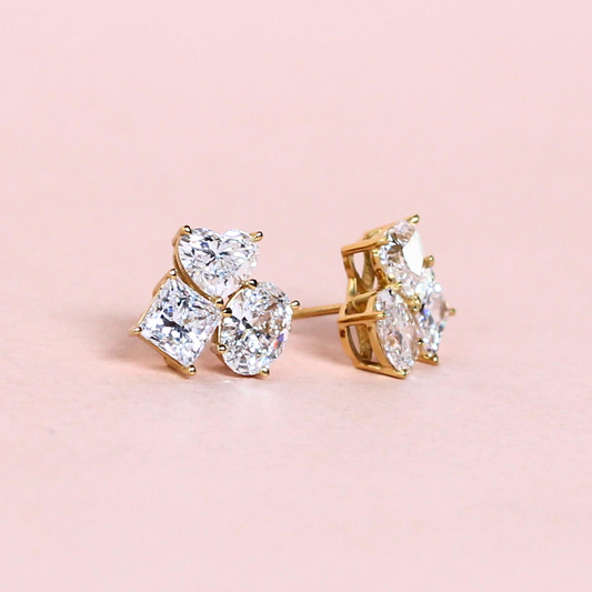3cts Multi-shape Cluster lab-grown earrings