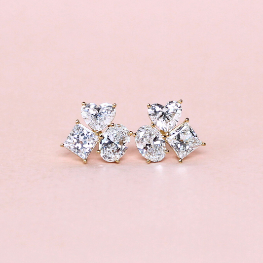 3cts Multi-shape Cluster lab-grown earrings