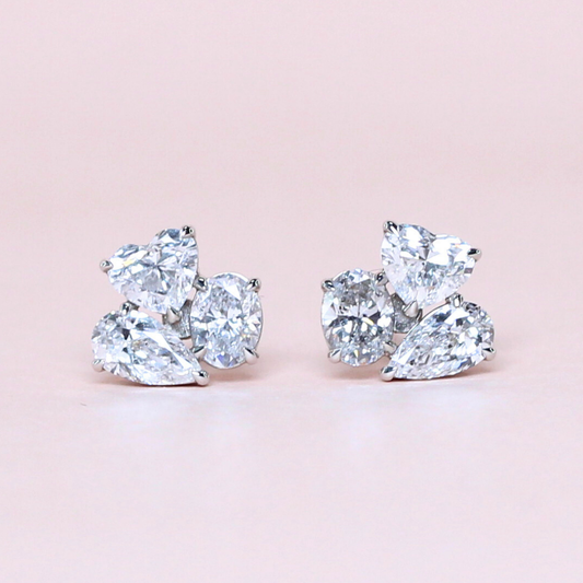 2cts Multi-shape cluster earrings