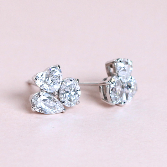 2cts Multi-shape cluster earrings