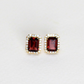 3.13cts Emerald cut Garnet stud