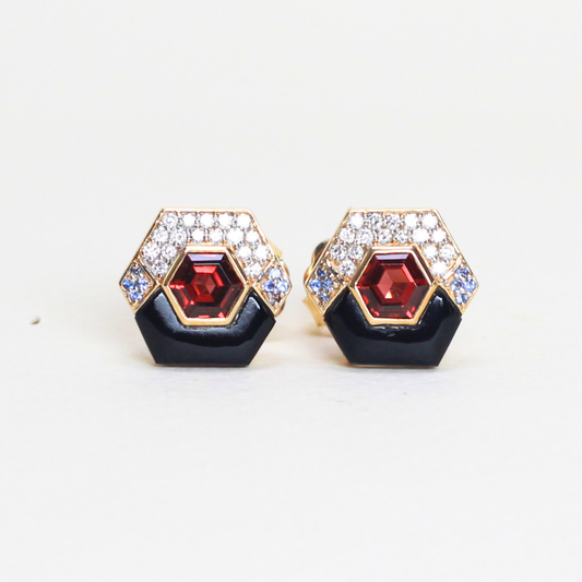 Multicolor Hexagon stud earrings