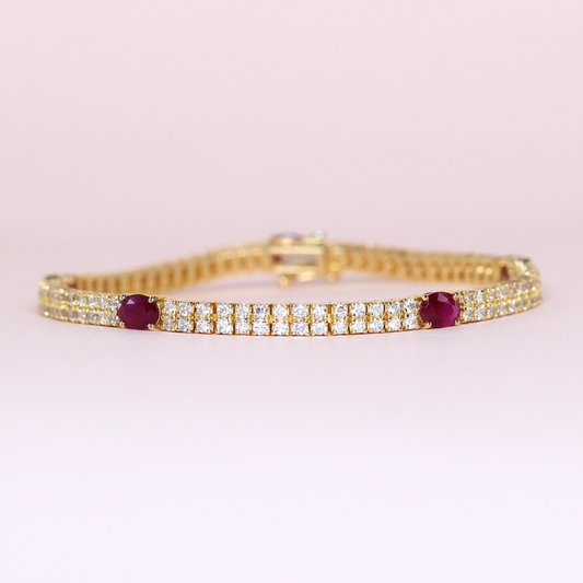 Ruby and diamond tennis bracelet