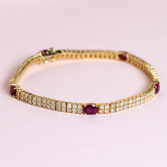 Ruby and diamond tennis bracelet