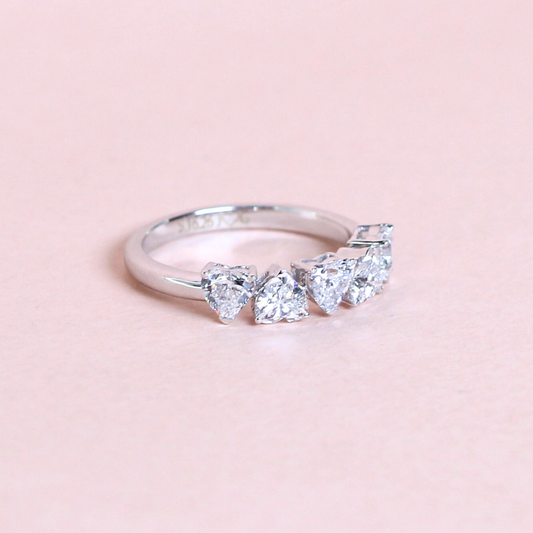 1.25cts 5-stone Heart cut lab-grown ring