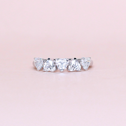 1.25cts 5-stone Heart cut lab-grown ring