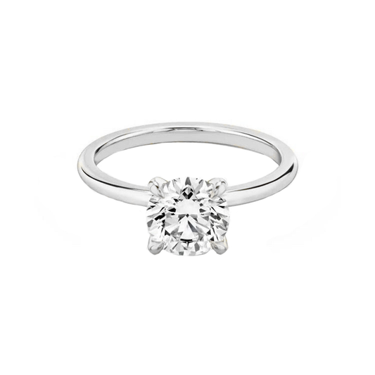 Round Solitaire Ring In Plain Band Setting