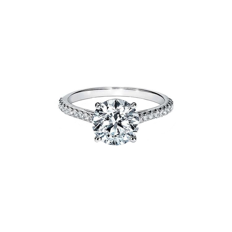 Round Solitaire Ring In Pave Setting