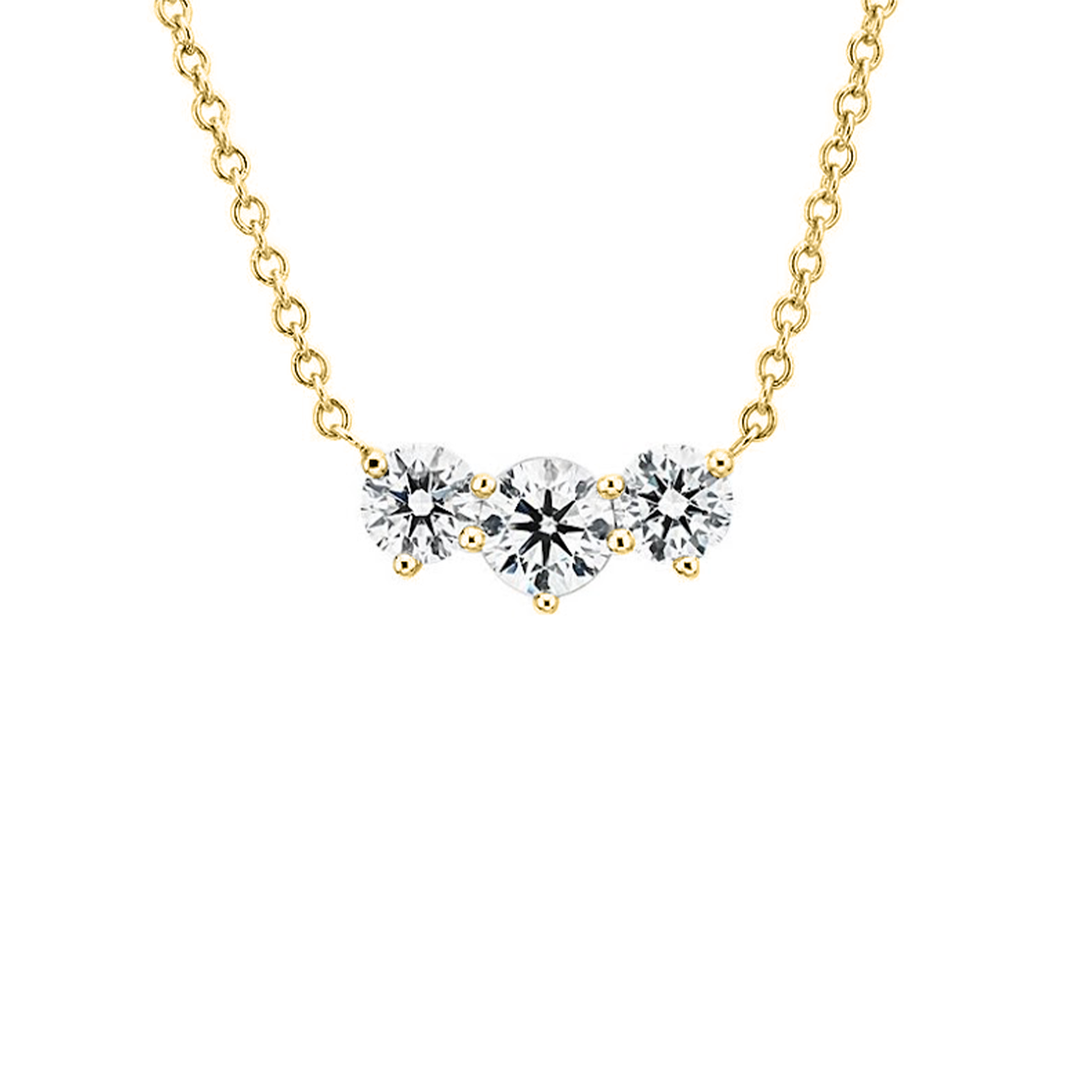 3 stone diamond necklace yellow gold deals
