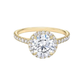 Round Solitaire Ring In Pave Setting With Halo