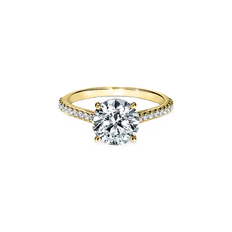 Round Solitaire Ring In Pave Setting